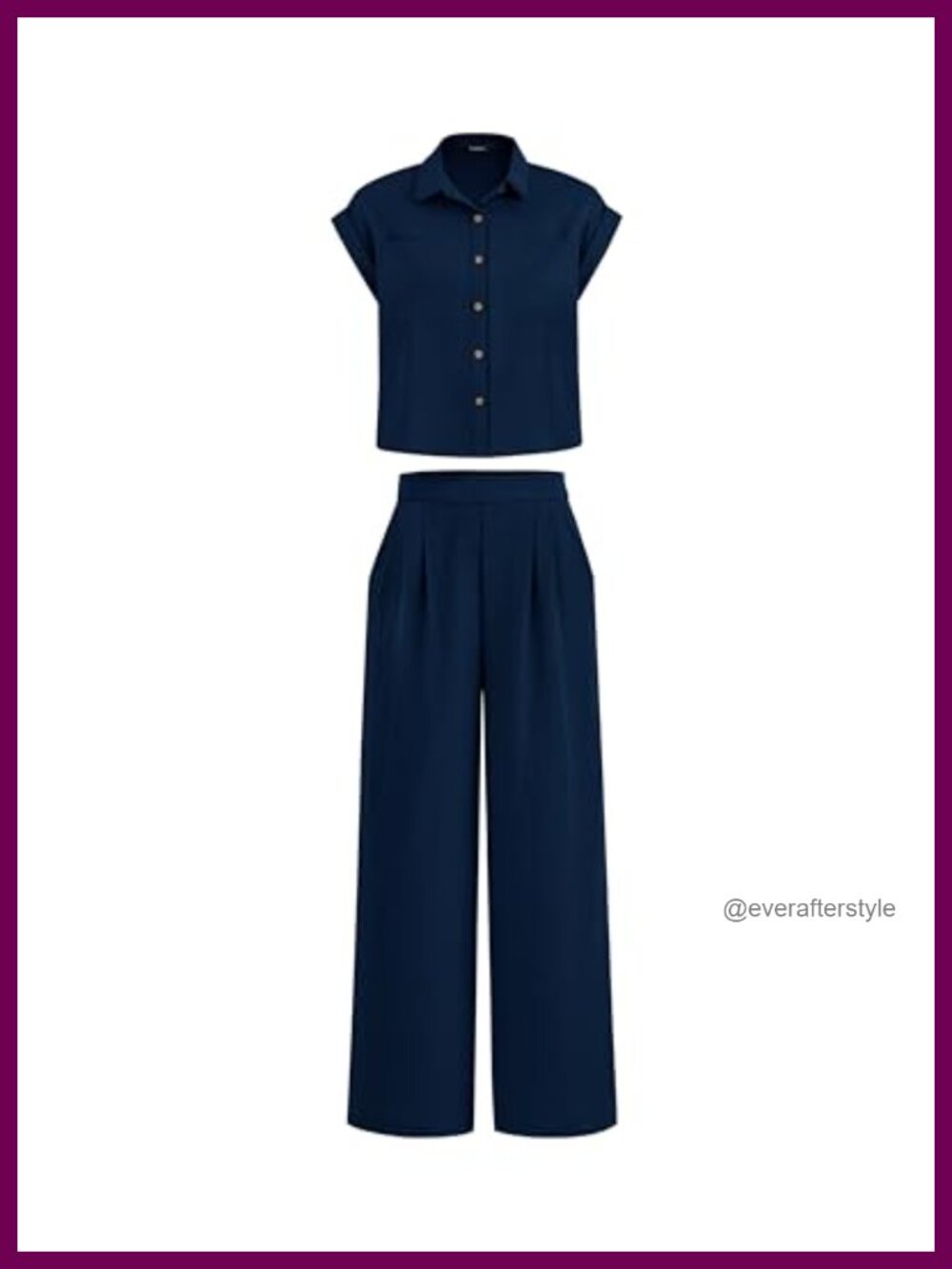 Women's 2 Piece Summer Outfit Set Cap Sleeve Crop Top Wide Leg Pants